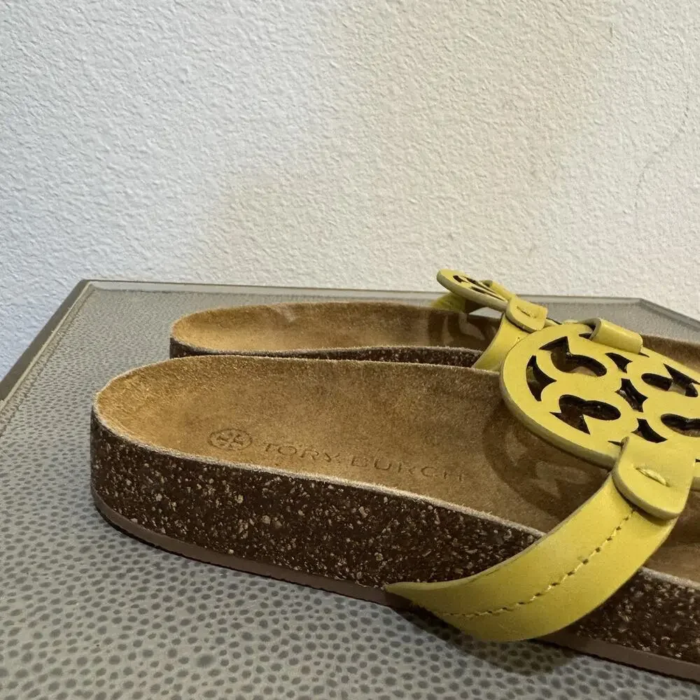 Tory Burch Miller Cloud Leather Sandal Lemon Lime Green US 9.5